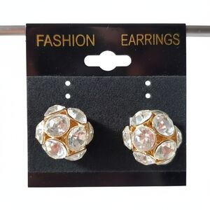 Disco Ball 5/8" NEW Earrings Crystal Round Stud Back Sparkle Steel Post Pierced